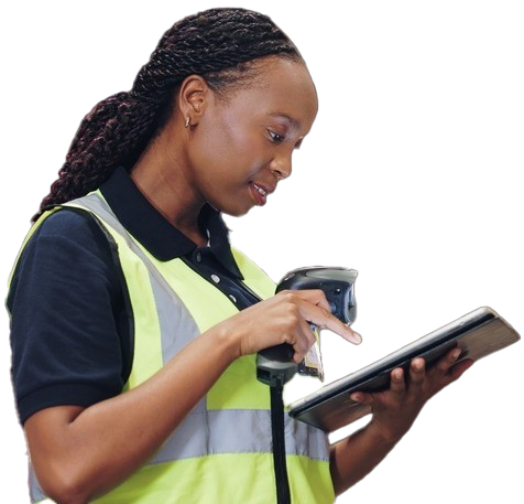 Operator using a handheld scanner